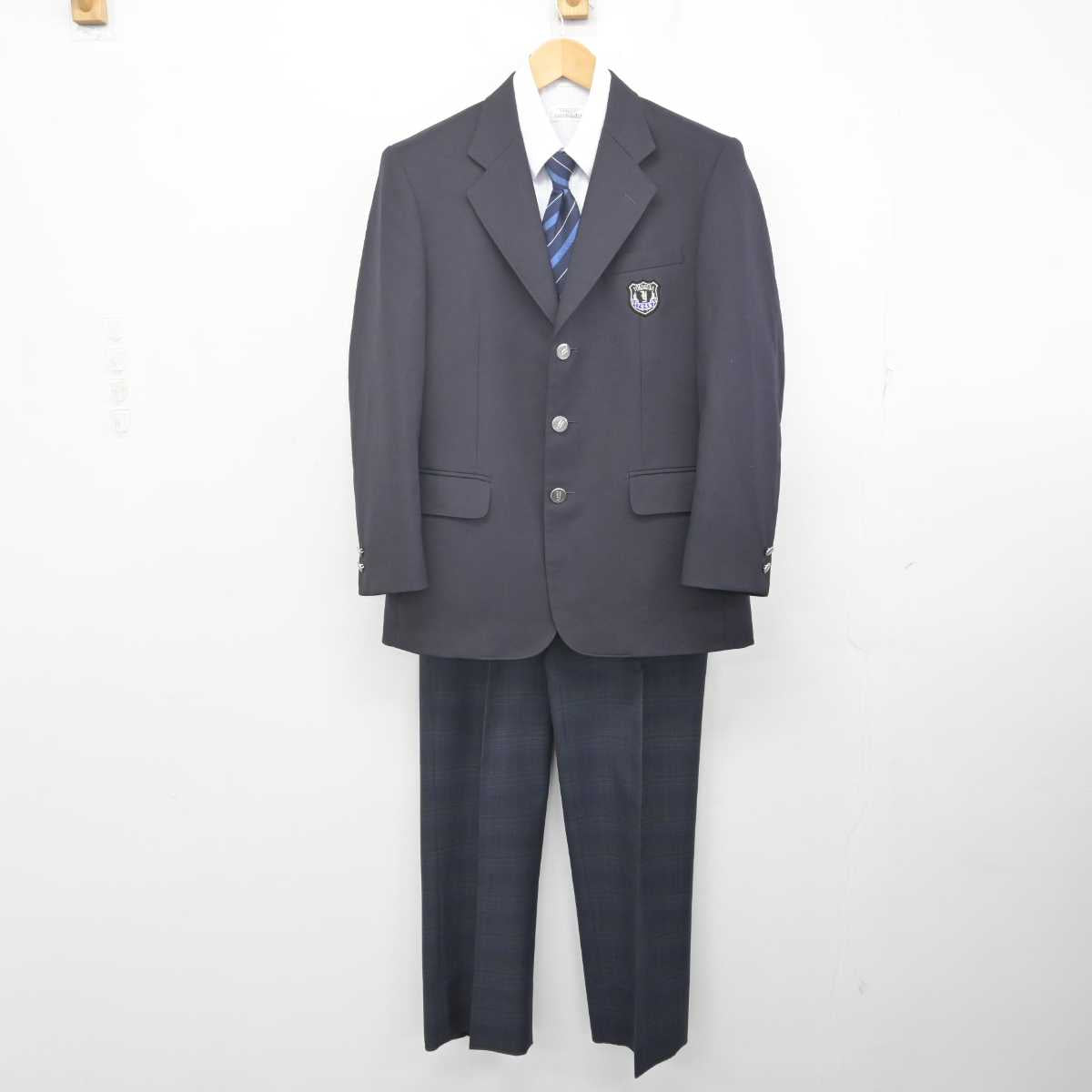 【中古】静岡県 横須賀高等学校 男子制服 4点 (ブレザー・シャツ・ズボン) sf070845