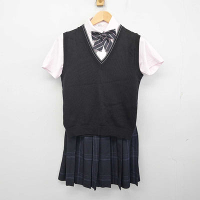 【中古】愛知県 岡崎東高等学校 女子制服 4点 (ニットベスト・シャツ・スカート) sf070879