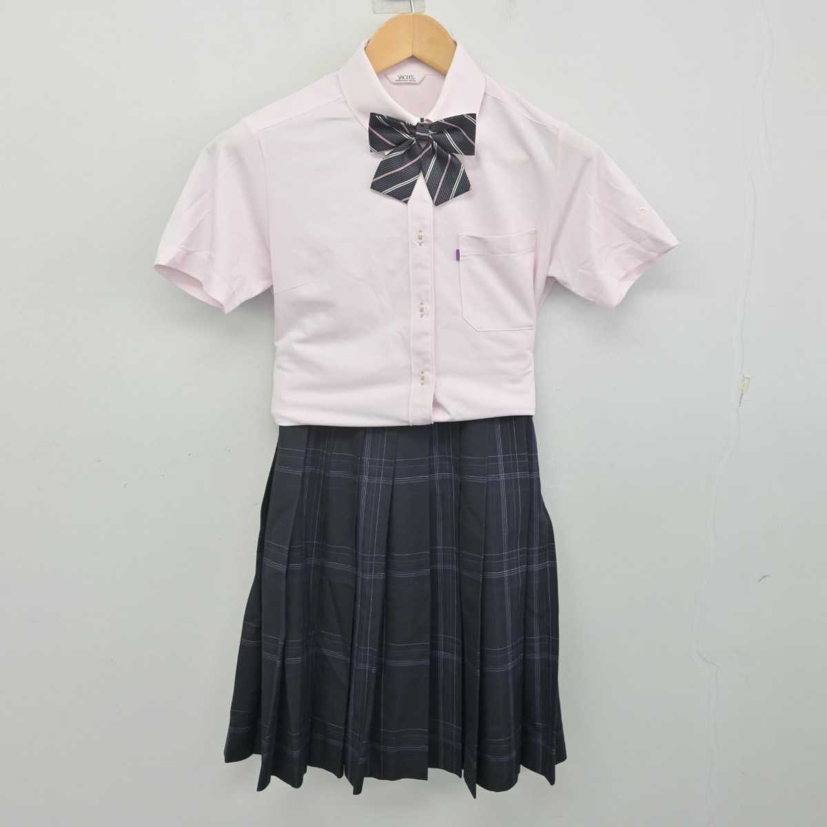 【中古】愛知県 岡崎東高等学校 女子制服 4点 (ニットベスト・シャツ・スカート) sf070879