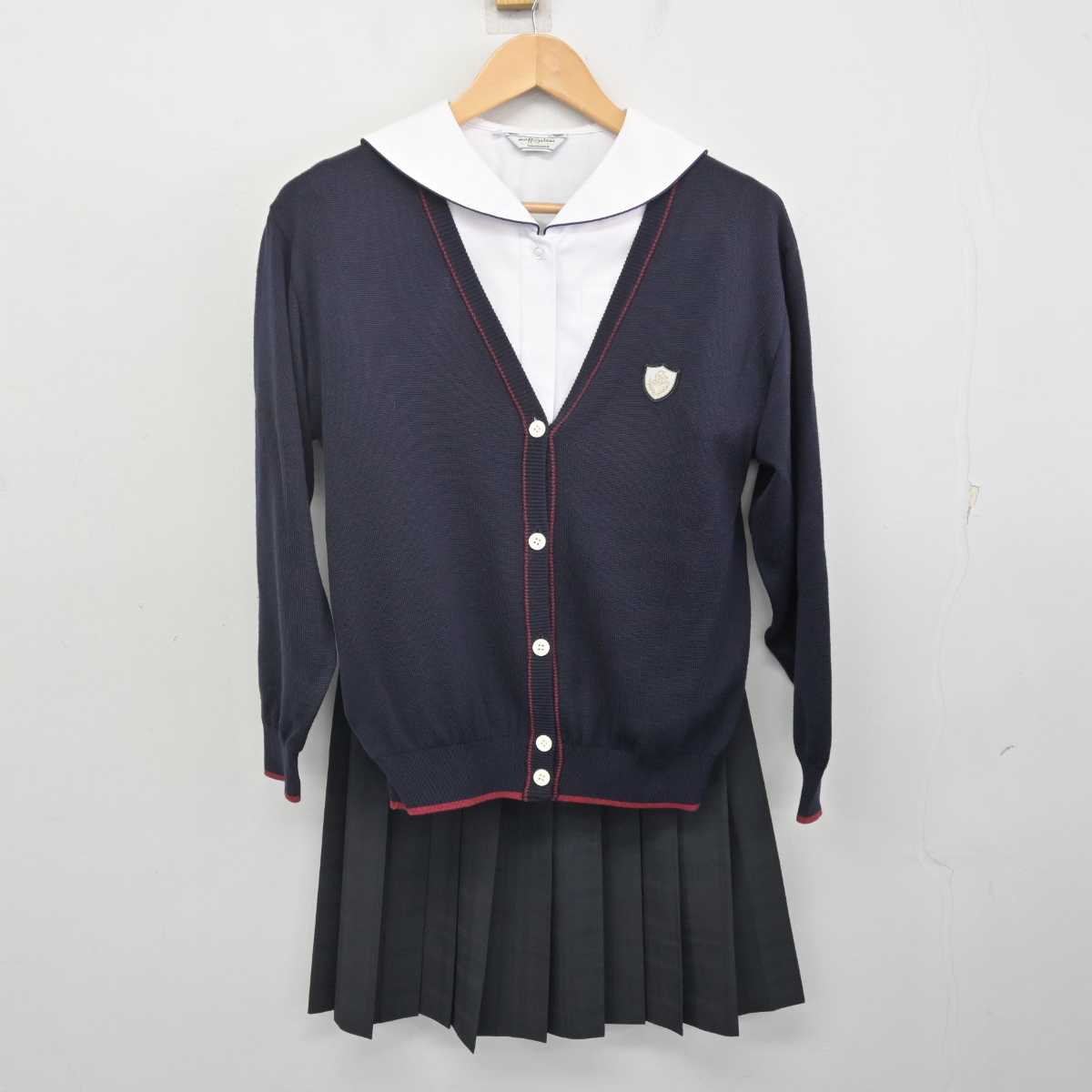 【中古】兵庫県 親和中学校 女子制服 3点 (ニット・ブラウス・スカート) sf070881