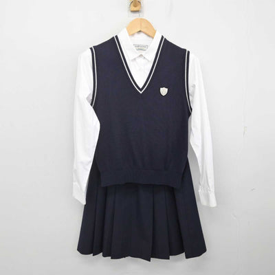 【中古】兵庫県 親和中学校 女子制服 3点 (ニットベスト・シャツ・スカート) sf070882