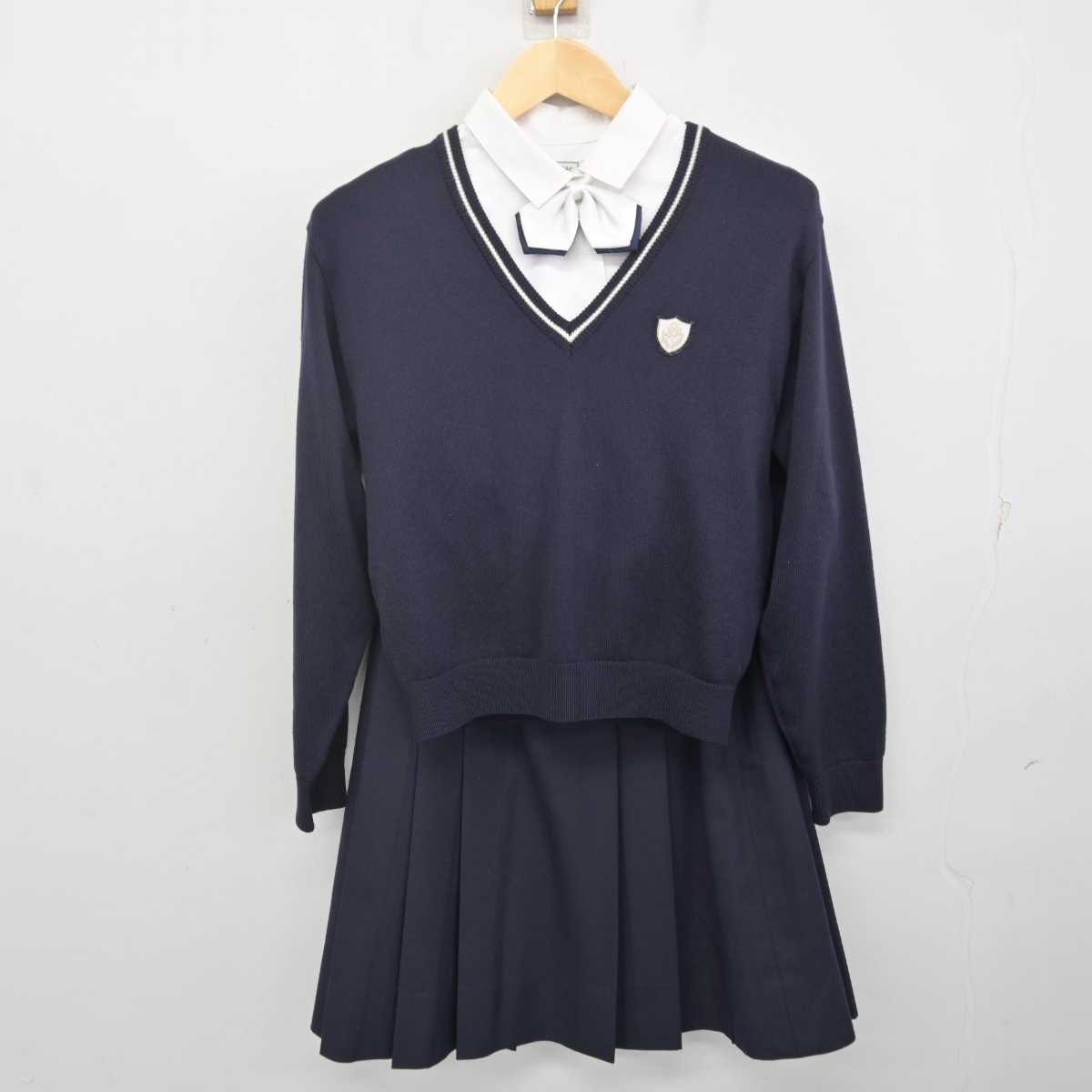 【中古】兵庫県 親和中学校 女子制服 5点 (ブレザー・ニット・シャツ・スカート) sf070884