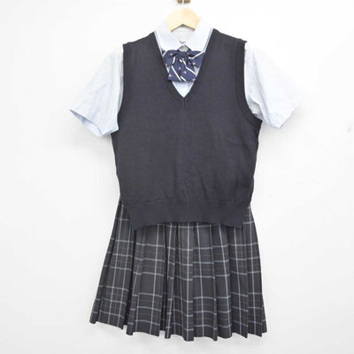 【中古】東京都 日本大学鶴ヶ丘高等学校 女子制服 4点 (ニットベスト・シャツ・スカート) sf070958