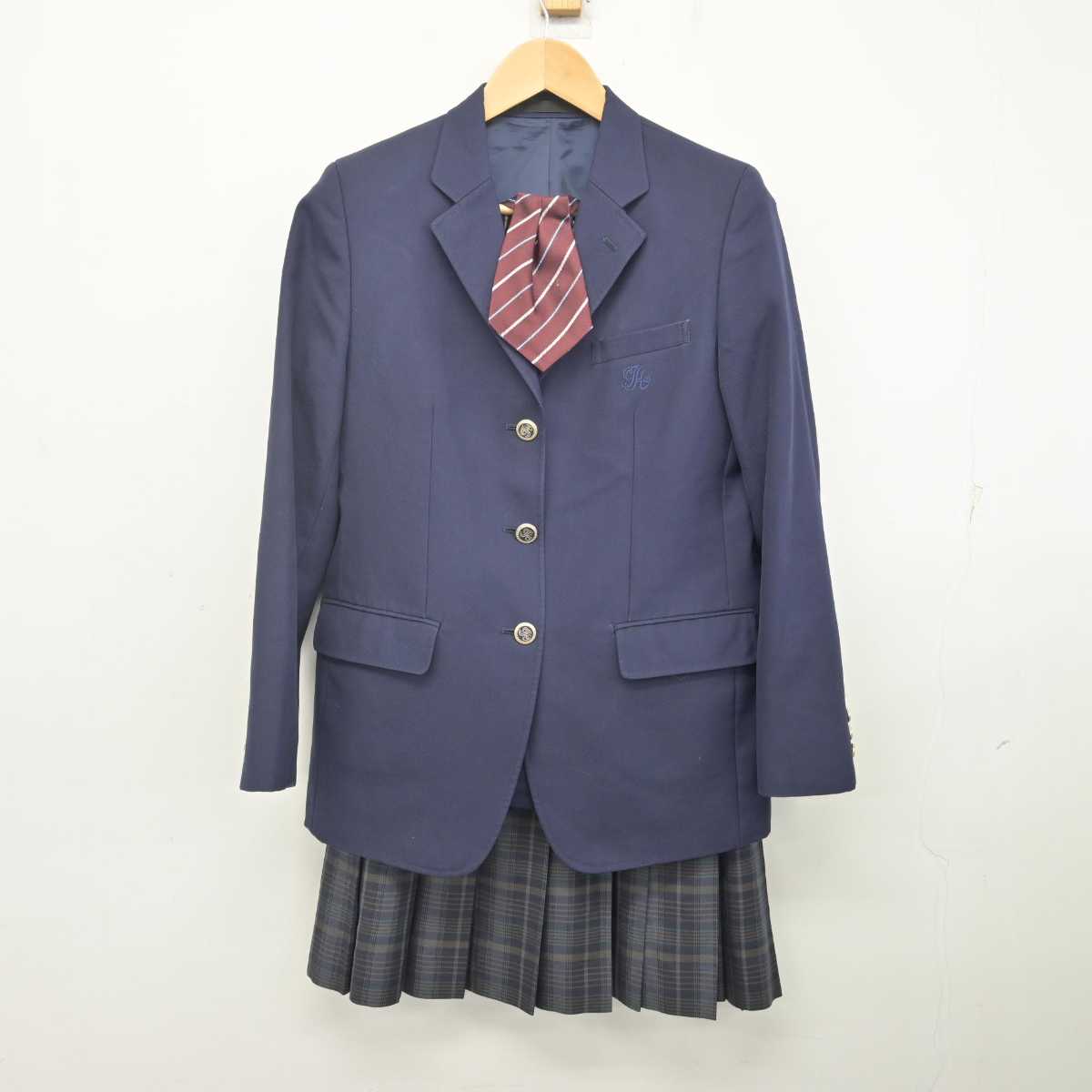 【中古】滋賀県 伊香高等学校 女子制服 4点 (ブレザー・ニットベスト・スカート) sf070966