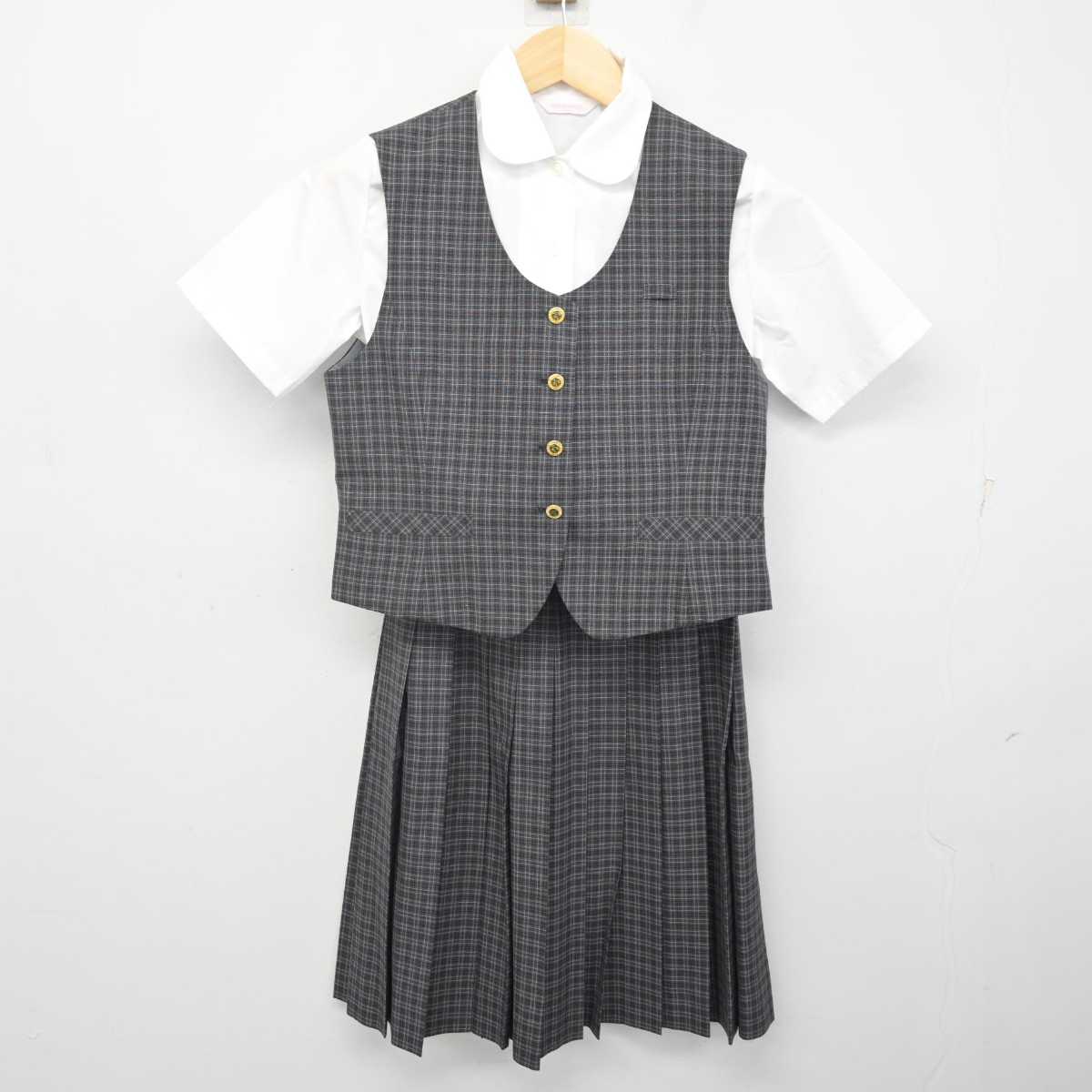 【中古】埼玉県 児玉中学校 女子制服 3点 (ベスト・シャツ・スカート) sf071032