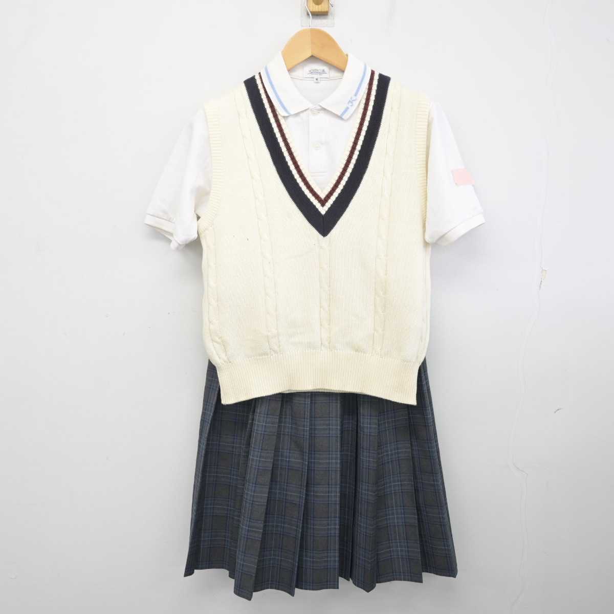 【中古】宮崎県 加納中学校 女子制服 3点 (ニットベスト・シャツ・スカート) sf071098