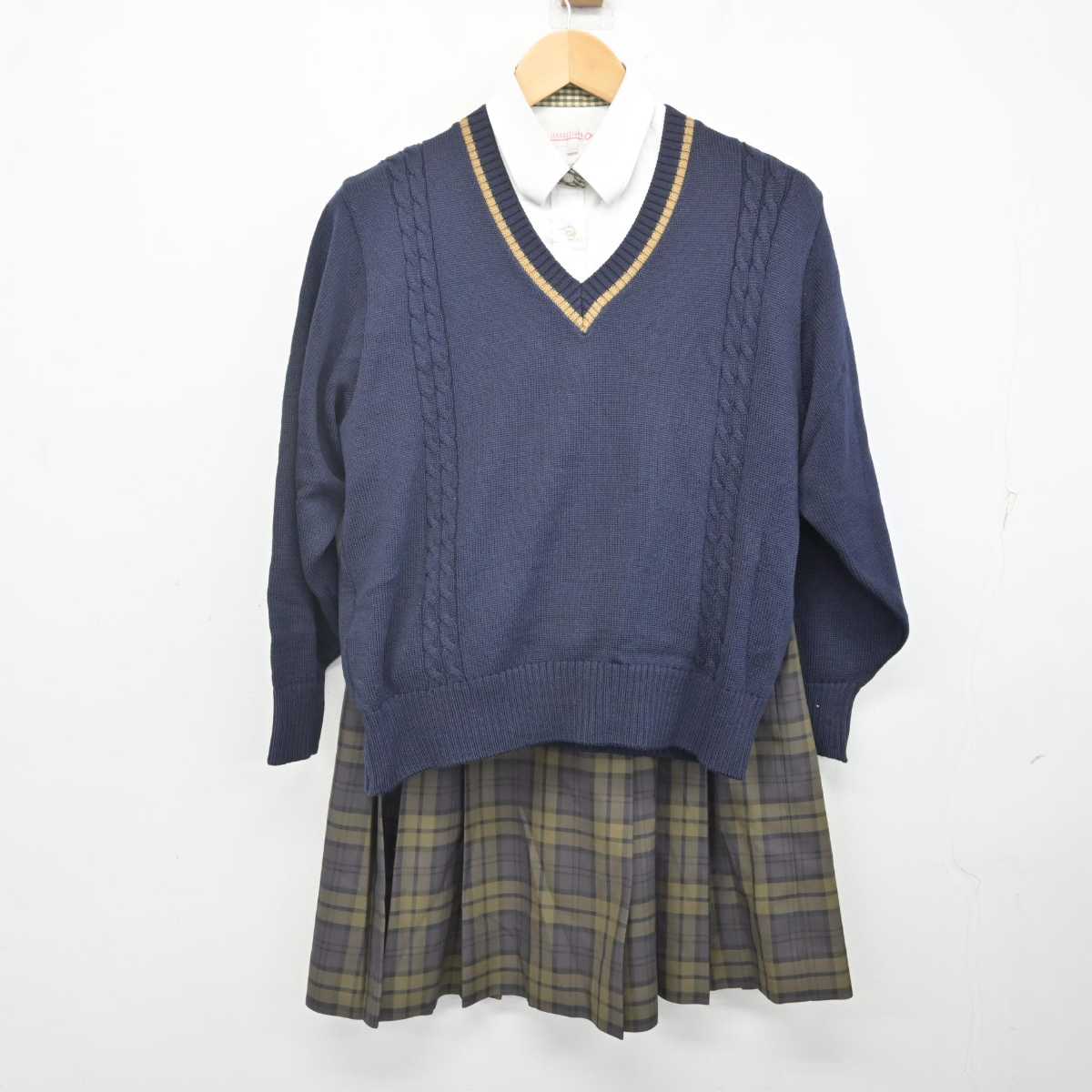 【中古】三重県 学校法人高田学苑高田高等学校 女子制服 3点 (ニット・シャツ・スカート) sf071116