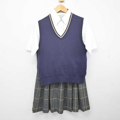 【中古】三重県 学校法人高田学苑高田高等学校 女子制服 4点 (ニットベスト・シャツ・スカート) sf071117