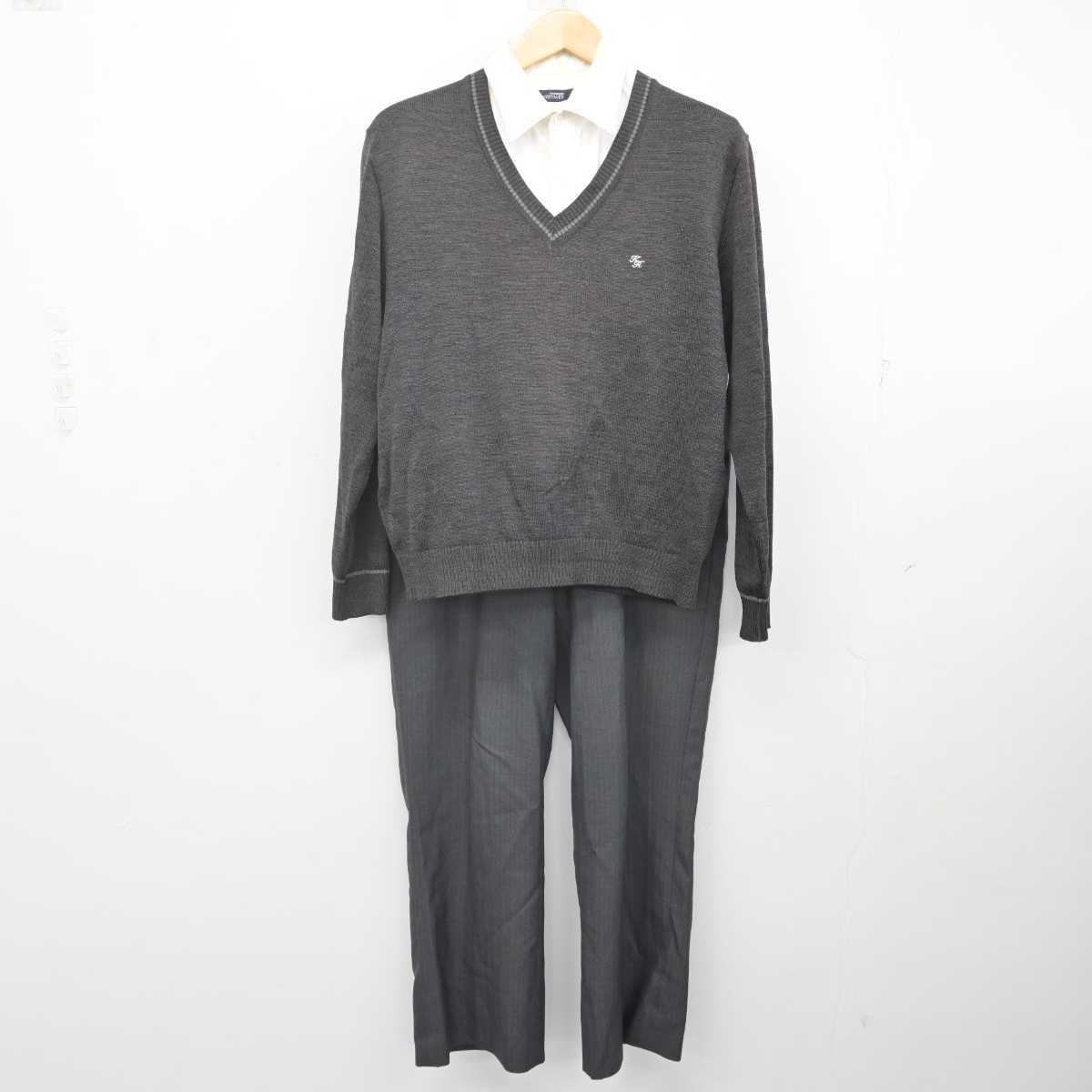 【中古】三重県 高田高等学校 男子制服 4点 (ブレザー・ニット・シャツ・ズボン) sf071136