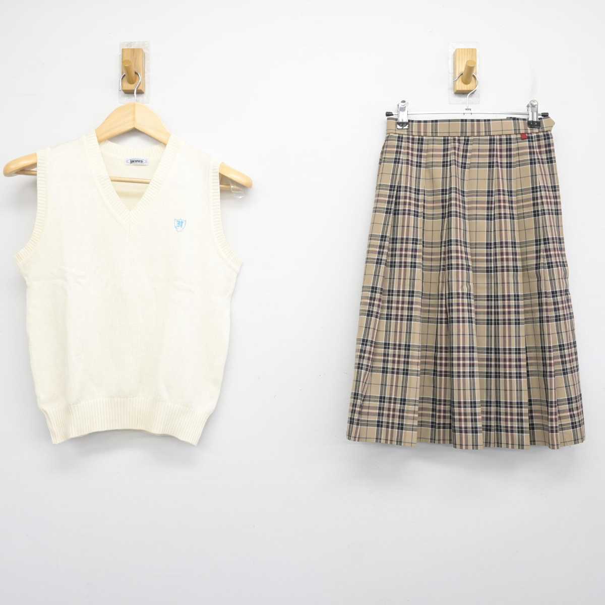 【中古】東京都 日野学園 女子制服 2点 (ニットベスト・スカート) sf071205