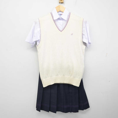 【中古】埼玉県 狭山ヶ丘高等学校・付属中学校 女子制服 3点 (ニットベスト・シャツ・スカート) sf071260