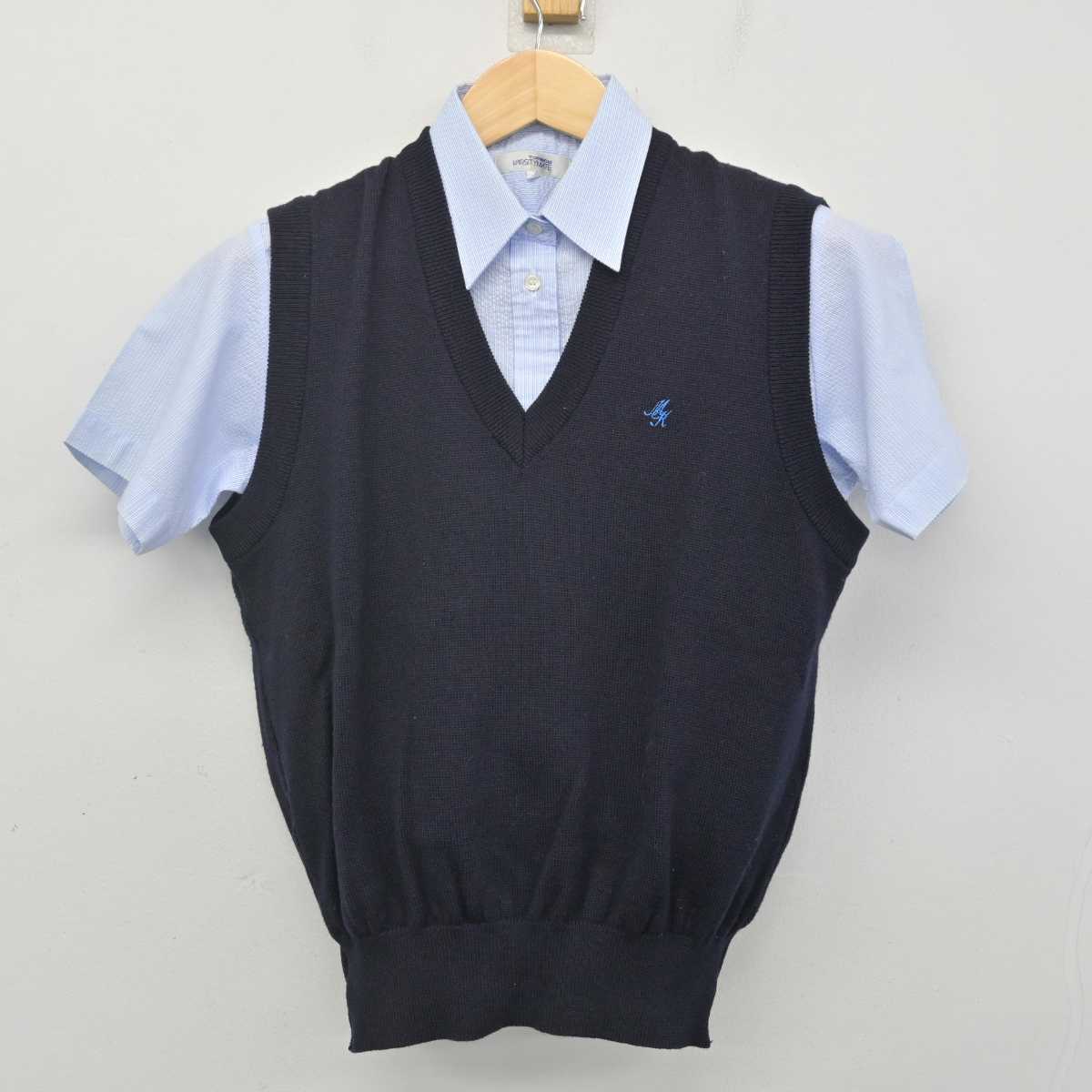 【中古】茨城県 水戸葵陵高等学校 女子制服 2点 (ニットベスト・シャツ) sf071266