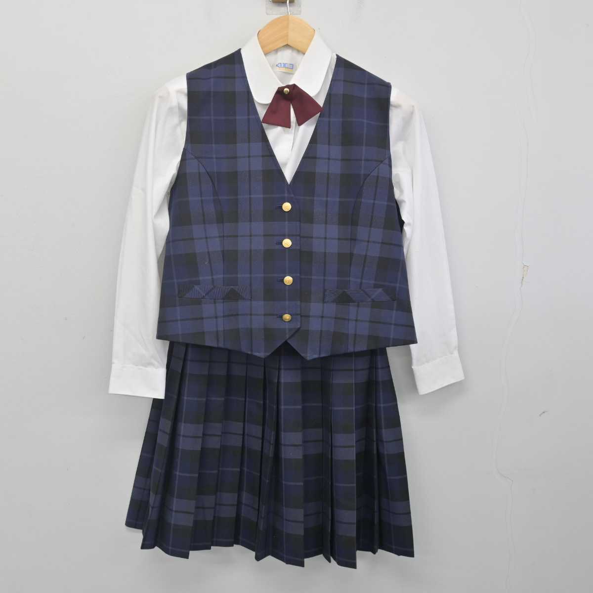 【中古】千葉県 ちはら台南中学校 女子制服 6点 (ブレザー・ベスト・シャツ・スカート) sf071297