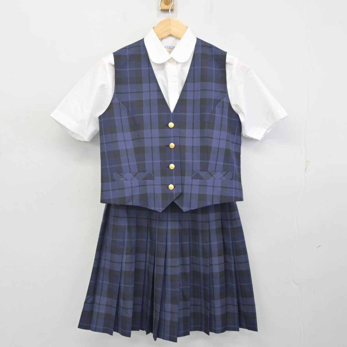 【中古】千葉県 ちはら台南中学校 女子制服 3点 (ベスト・シャツ・スカート) sf071298