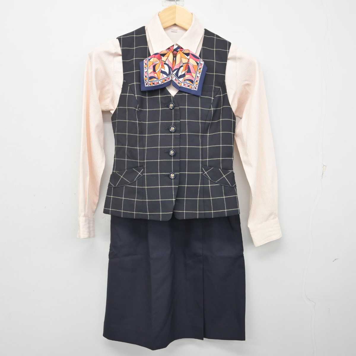 【中古】 信用金庫 女子制服 4点 (ベスト・シャツ・スカート) sf071317