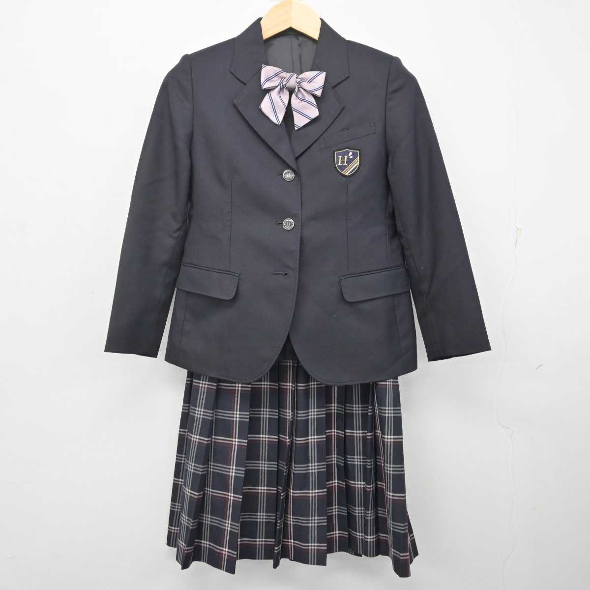 【中古】山形県 萩野学園 女子制服 4点 (ブレザー・スカート) sf071324