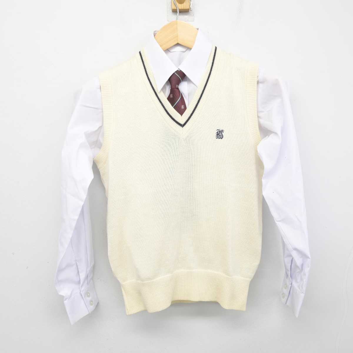 【中古】大阪府 産業高等学校 女子制服 3点 (ニットベスト・シャツ) sf071363