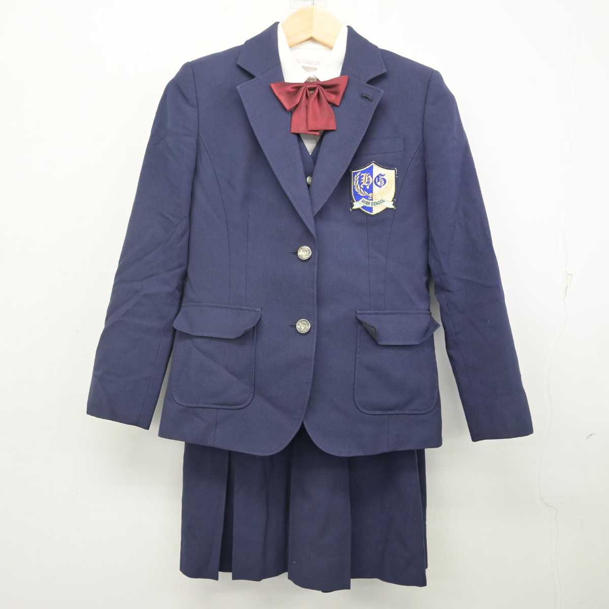 【中古】神奈川県 平塚学園高等学校 女子制服 6点 (ブレザー・ベスト・シャツ・スカート) sf071373