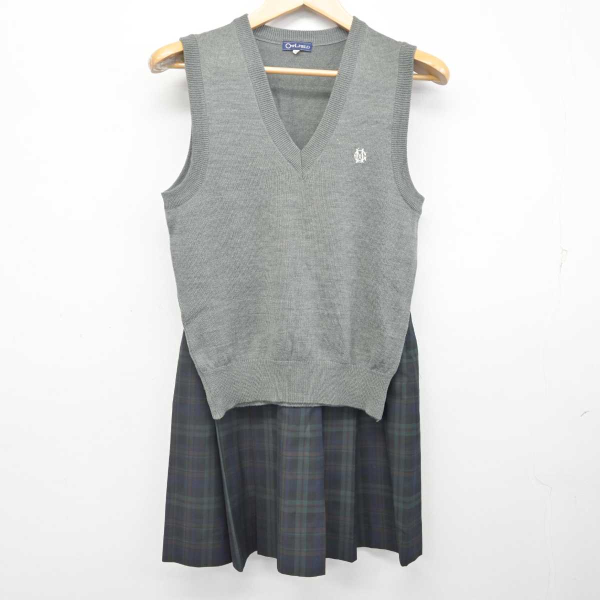 【中古】東京都 明治学院東村山高等学校 女子制服 3点 (ニットベスト・スカート) sf071389