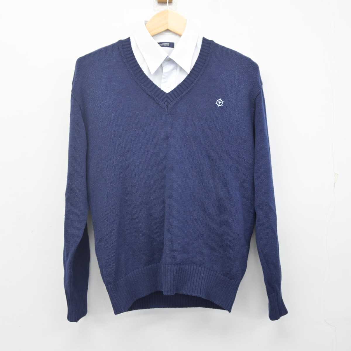 【中古】滋賀県 光泉カトリック高等学校 男子制服 2点 (ニット・シャツ) sf071404