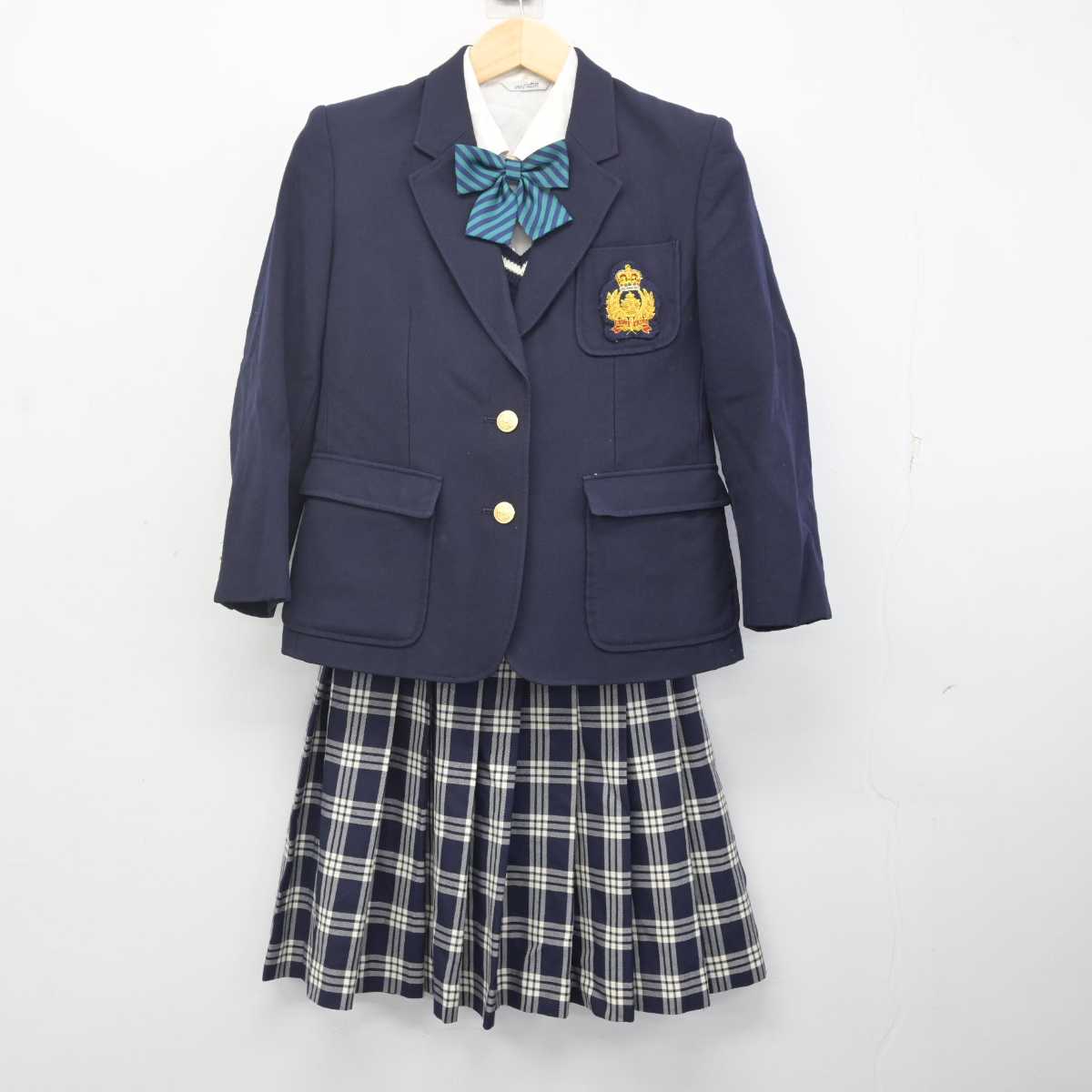 【中古】千葉県 流通経済大学附属柏高等学校 女子制服 5点 (ブレザー・ニット・シャツ・スカート) sf071417