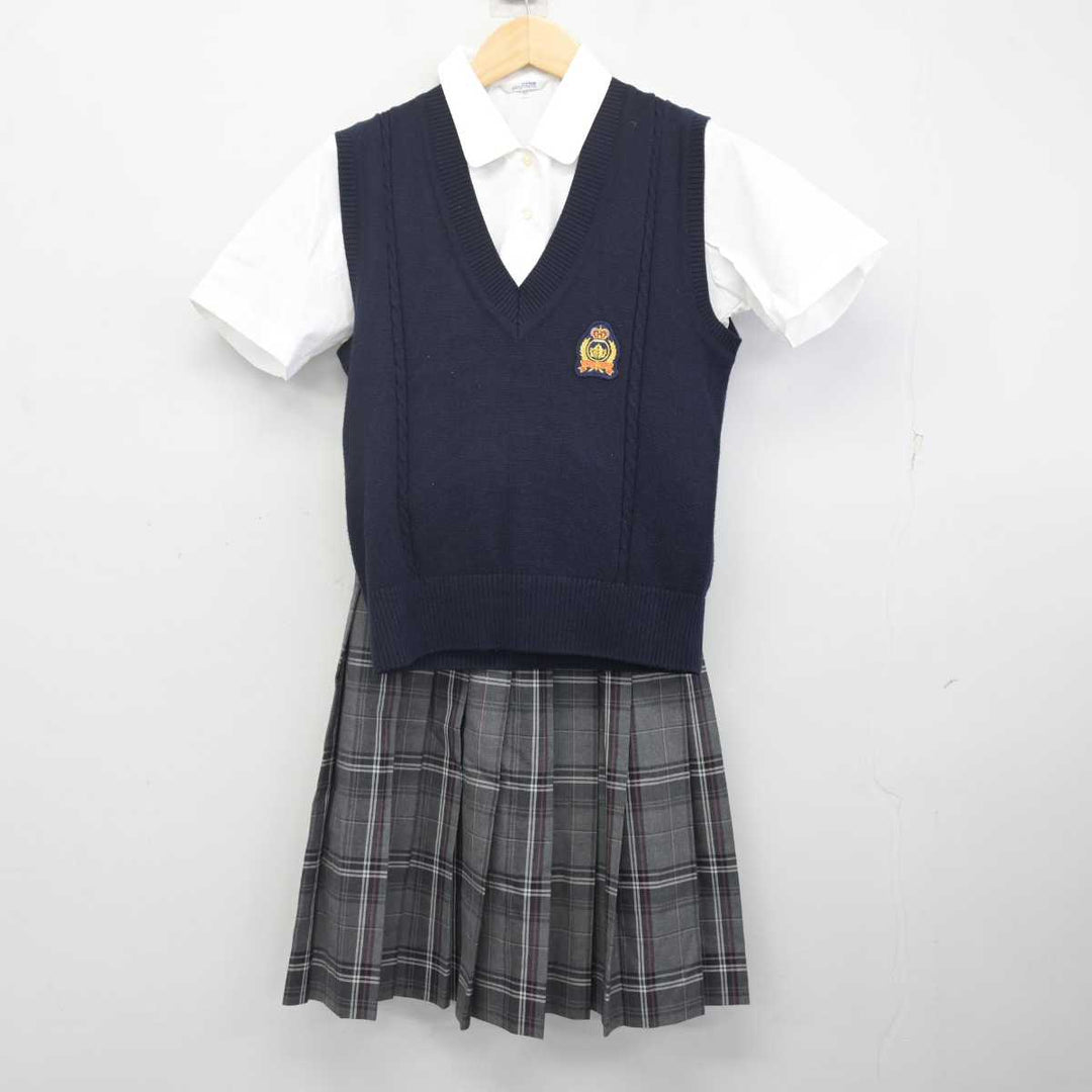 【中古】千葉県 流通経済大学附属柏高等学校 女子制服 3点 (ニットベスト・シャツ・スカート) sf071418 | 中古制服通販パレイド