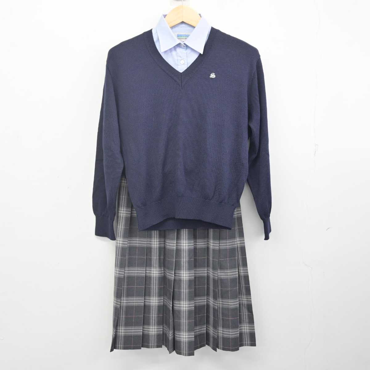 【中古】熊本県 専修大学熊本玉名高等学校 女子制服 3点 (ニット・シャツ・スカート) sf071423