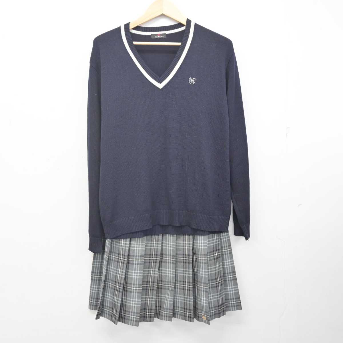 【中古】北海道 石狩南高等学校 女子制服 4点 (ブレザー・ニット・スカート) sf071440