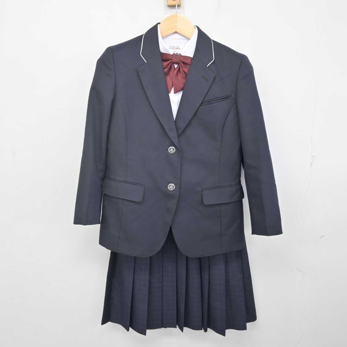 【中古】福岡県 福岡市立中学校標準服 女子制服 4点 (ブレザー・シャツ・スカート) sf071457