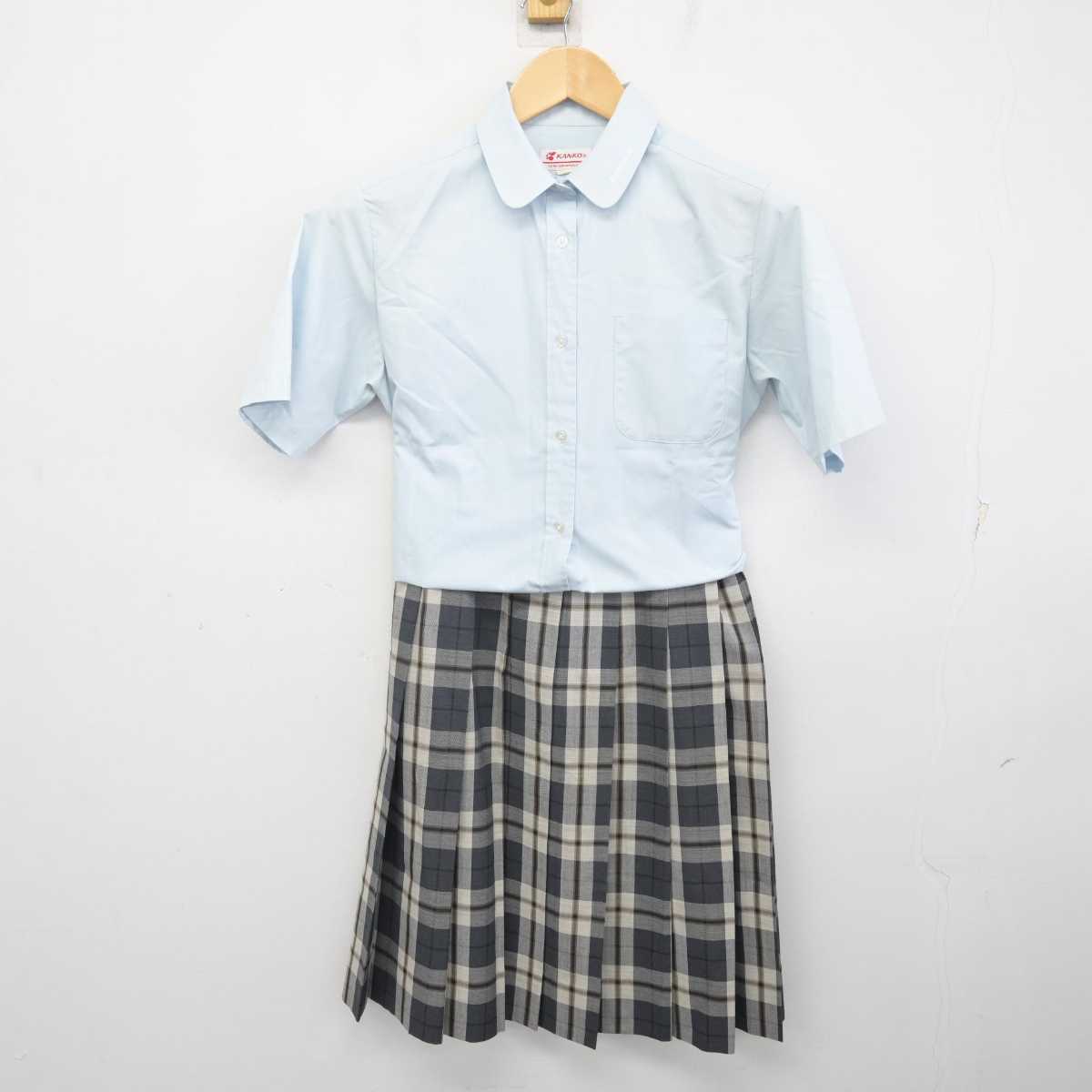 【中古】静岡県 沼津市立沼津高等学校・中等部 女子制服 3点 (ニットベスト・シャツ・スカート) sf071474