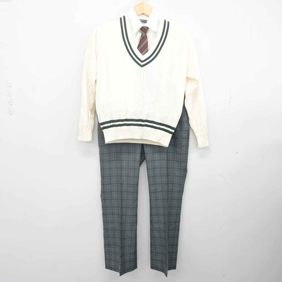 【中古】三重県 セントヨゼフ女子学園高等学校 女子制服 4点 (ニット・シャツ・ズボン) sf071522