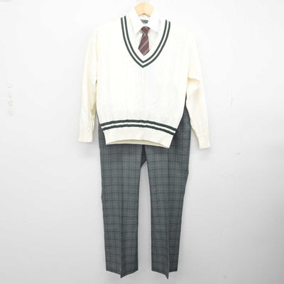 【中古】三重県 セントヨゼフ女子学園高等学校 女子制服 4点 (ニット・シャツ・ズボン) sf071522