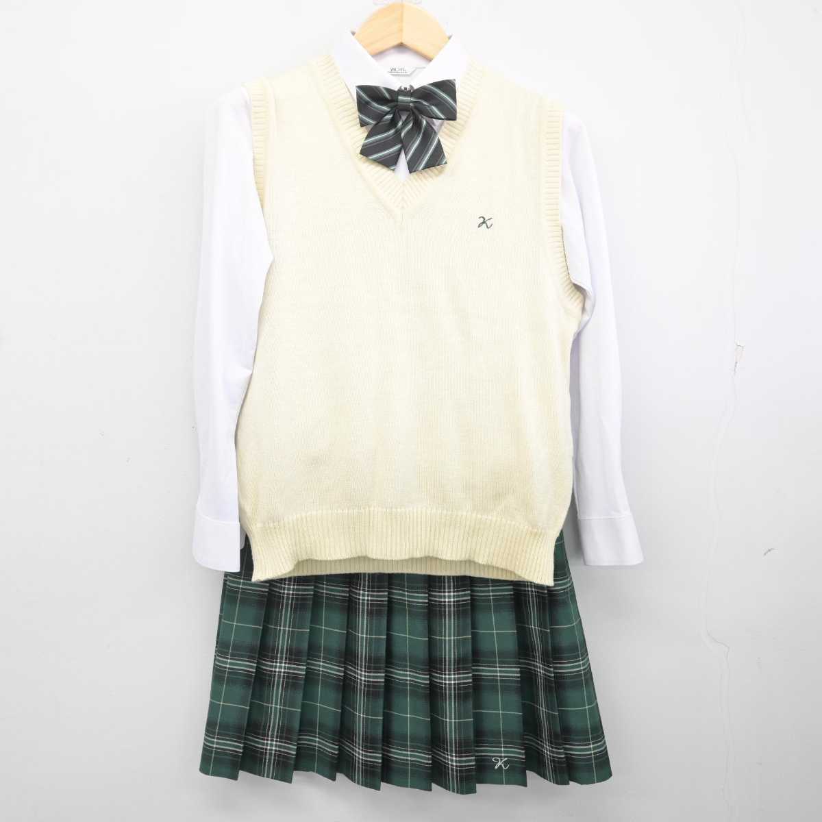 【中古】北海道 上士幌高等学校 女子制服 5点 (ブレザー・ニットベスト・シャツ・スカート) sf071530