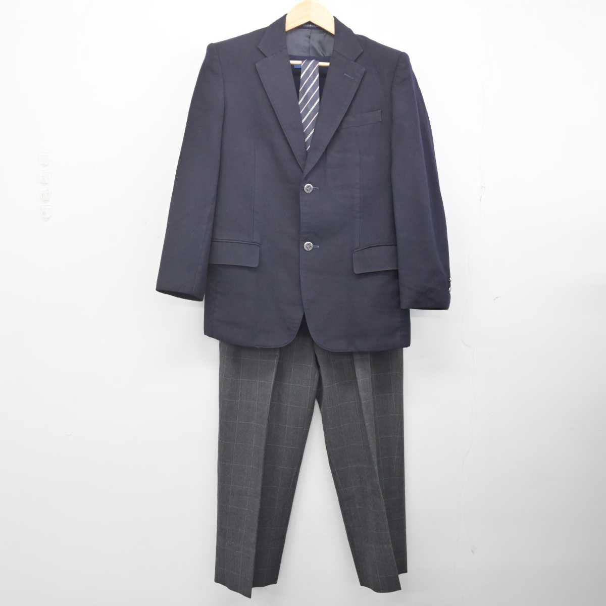 【中古】愛媛県 松山工業高等学校 男子制服 4点 (ブレザー・ニット・ズボン) sf071599