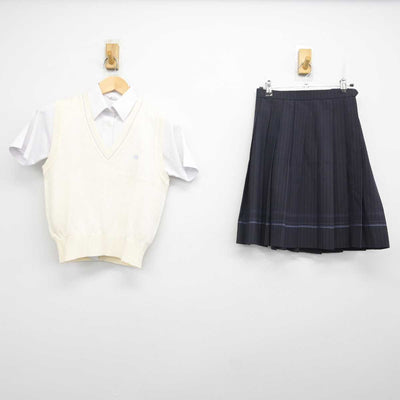 【中古】大阪府 東大谷高等学校 女子制服 3点 (ニットベスト・シャツ・スカート) sf071766