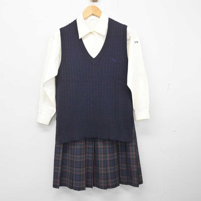 【中古】愛知県 安城学園高等学校 女子制服 3点 (ニットベスト・シャツ・スカート) sf071779