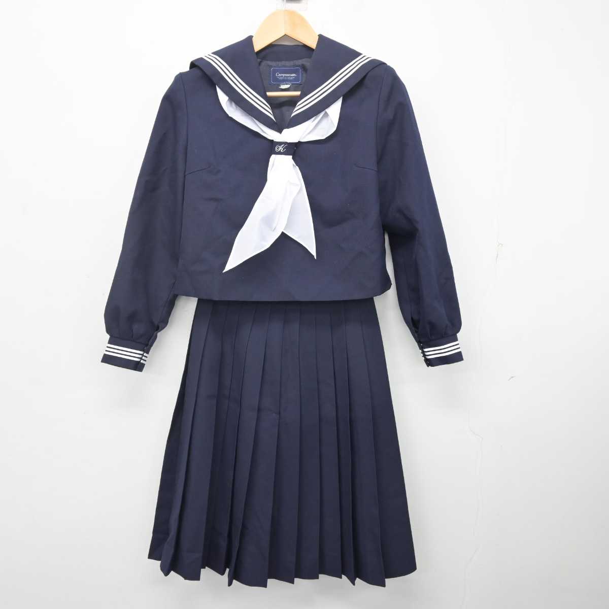 【中古】広島県 尾道北高等学校 女子制服 3点 (セーラー服・スカート) sf071795