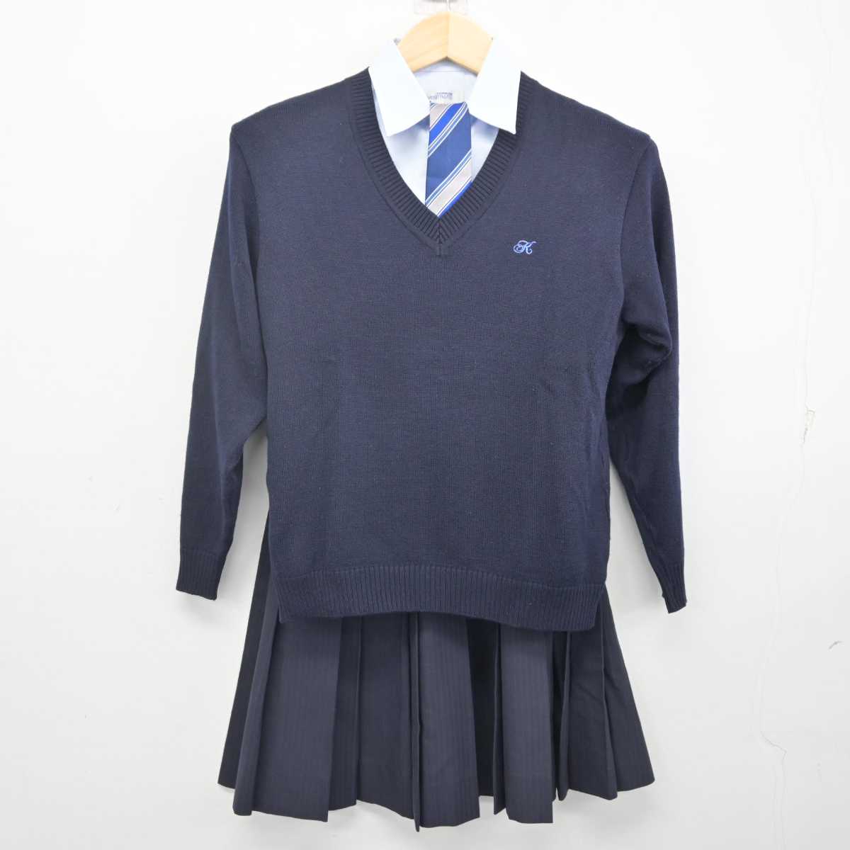 【中古】埼玉県 大宮開成中学・高等学校 女子制服 5点 (ブレザー・ニット・シャツ・スカート) sf071816