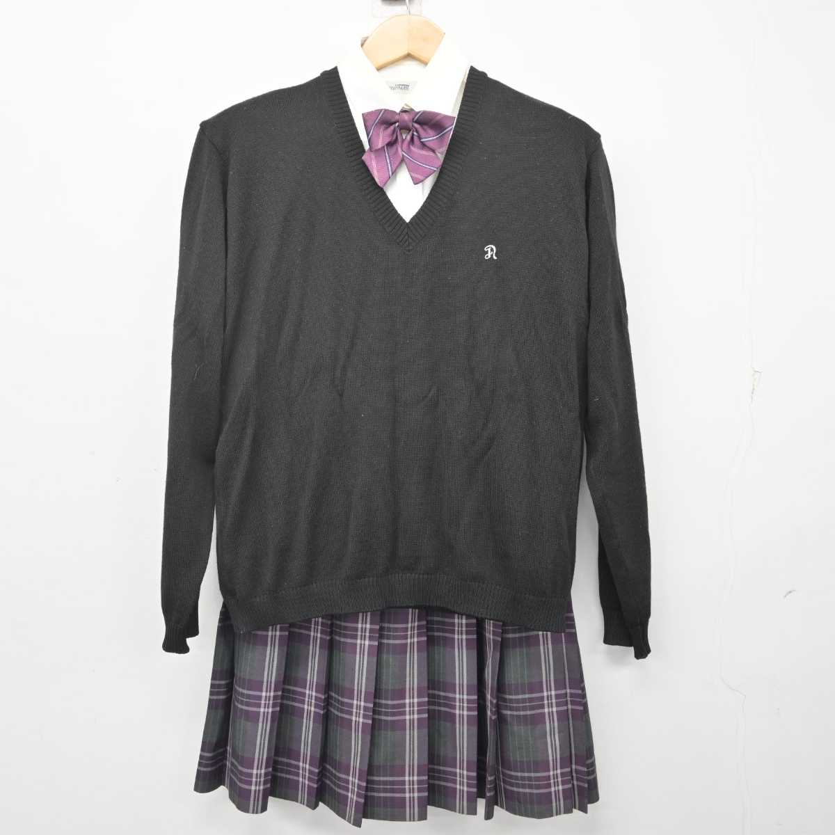 【中古】徳島県 鳴門渦潮高等学校 女子制服 4点 (ニット・シャツ・スカート) sf071849