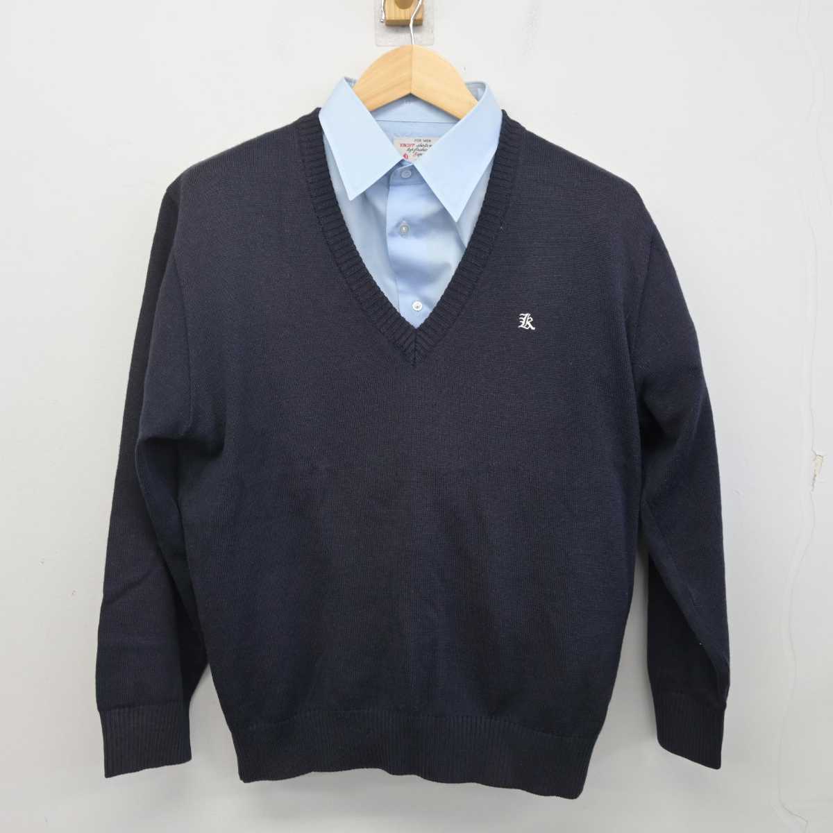 【中古】北海道 旭川龍谷高等学校 男子制服 2点 (ニット・シャツ) sf071862