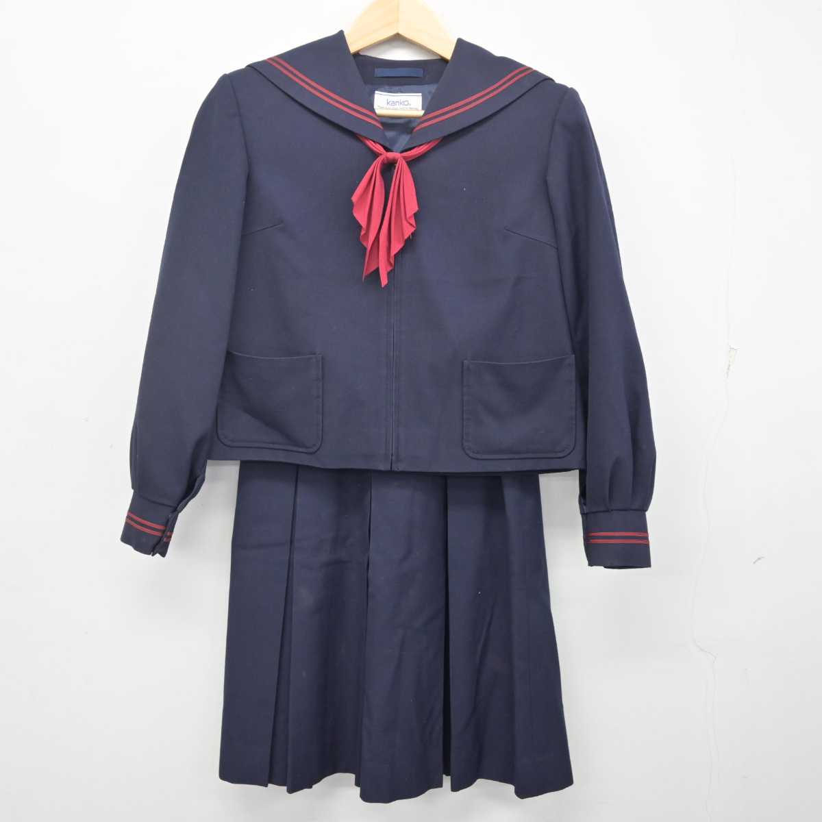 【中古】福島県 白河第二中学校 女子制服 3点 (セーラー服・スカート) sf072028