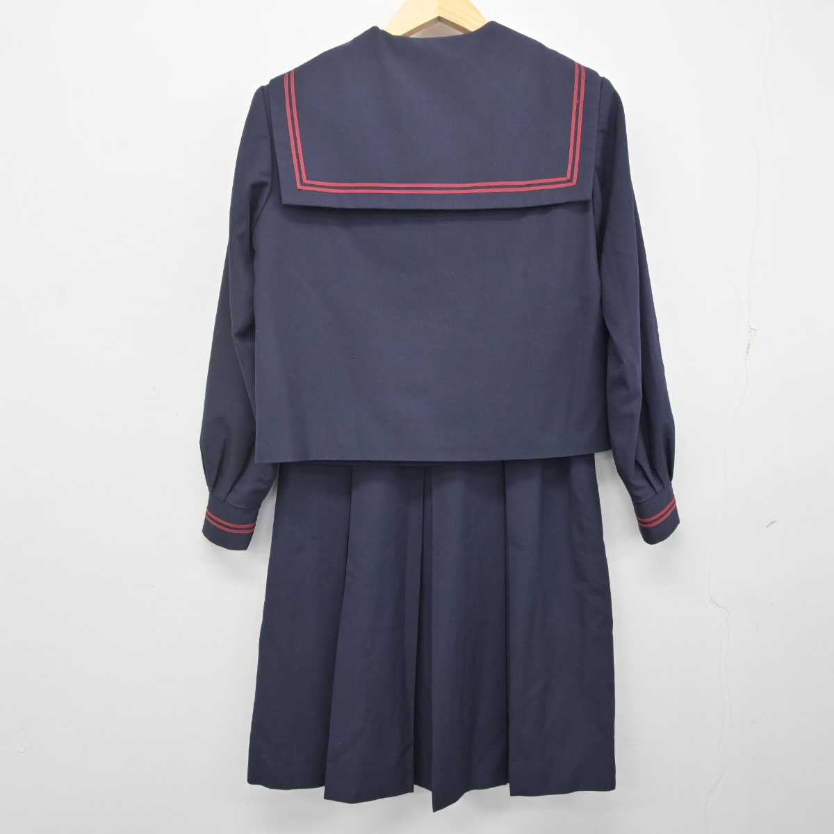 【中古】福島県 白河第二中学校 女子制服 3点 (セーラー服・スカート) sf072029