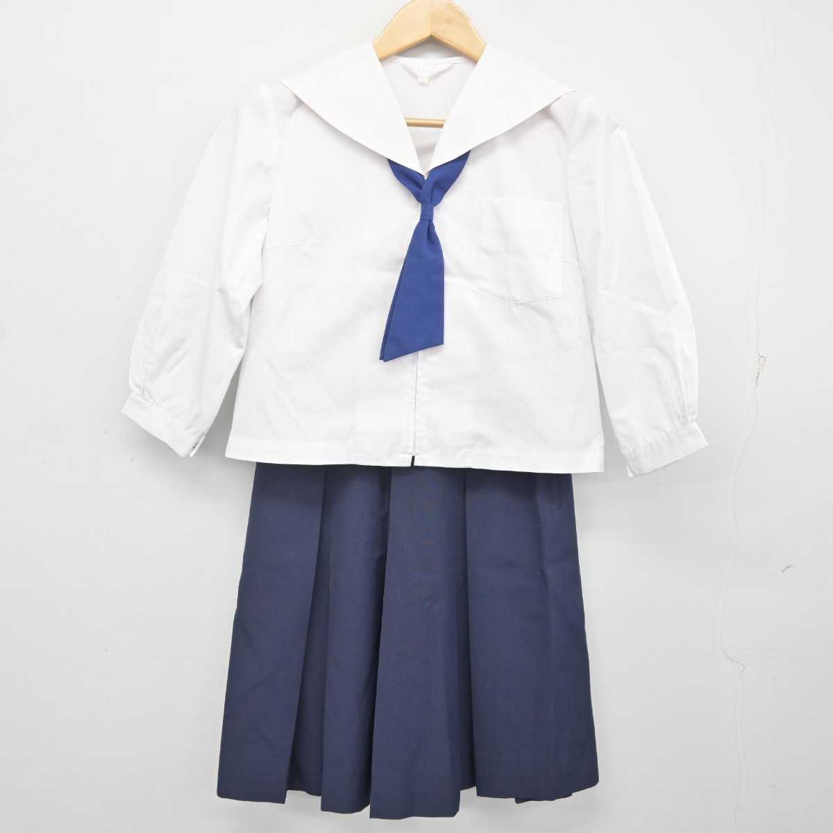 【中古】福島県 白河第二中学校 女子制服 3点 (セーラー服・スカート) sf072033