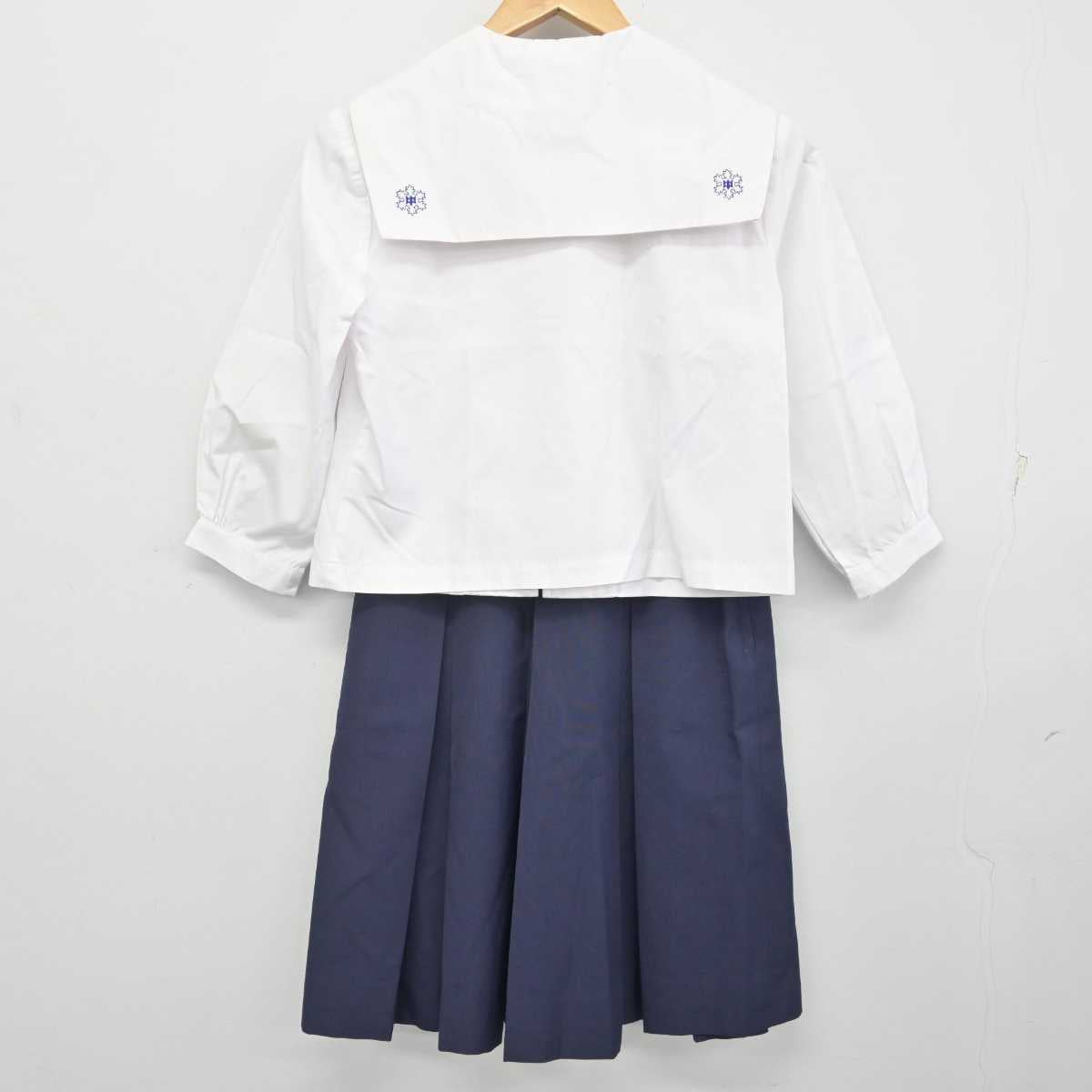 【中古】福島県 白河第二中学校 女子制服 3点 (セーラー服・スカート) sf072033