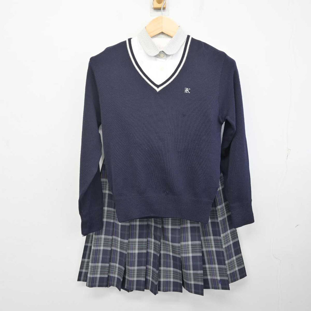 【中古】三重県 亀山高等学校 女子制服 3点 (ニット・シャツ・スカート) sf072106