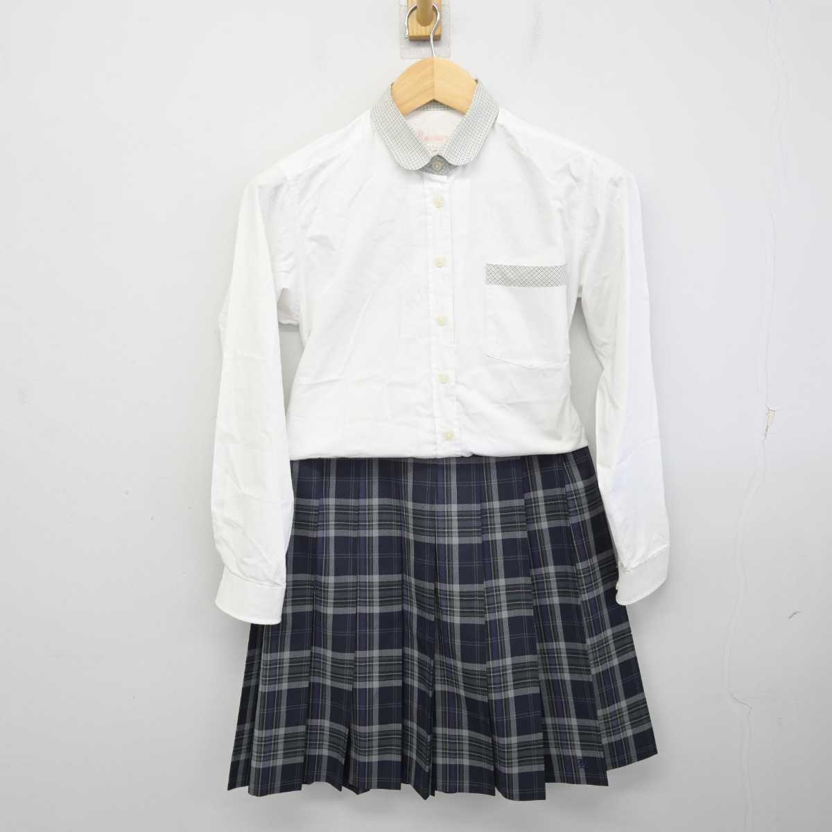 【中古】三重県 亀山高等学校 女子制服 3点 (ニット・シャツ・スカート) sf072106