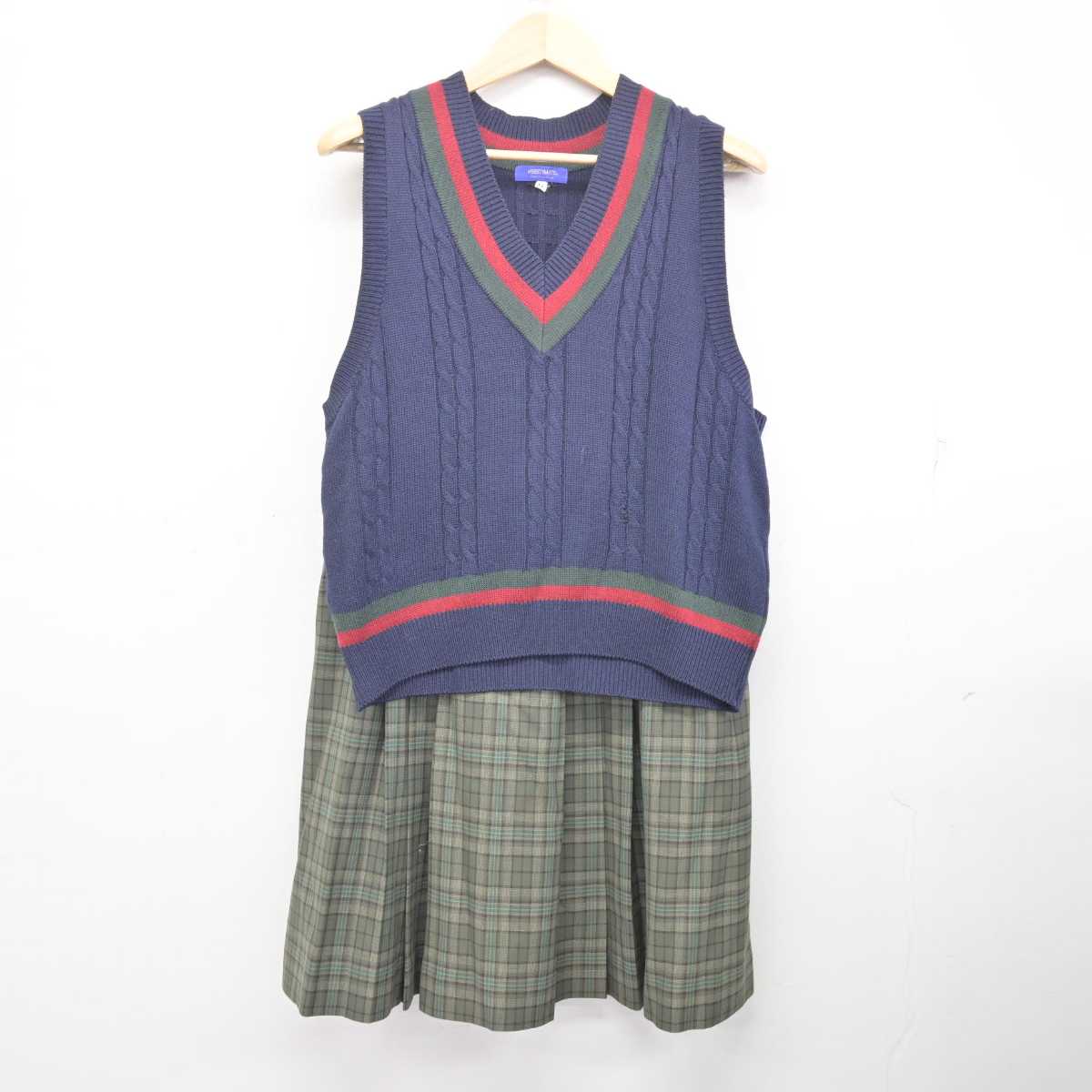 【中古】北海道 立命館慶祥中学校/旧制服 女子制服 4点 (ブレザー・ニットベスト・スカート) sf072143