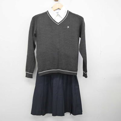 【中古】京都府 龍谷大学付属平安高等学校 女子制服 4点 (ブレザー・ニット・シャツ・スカート) sf072167