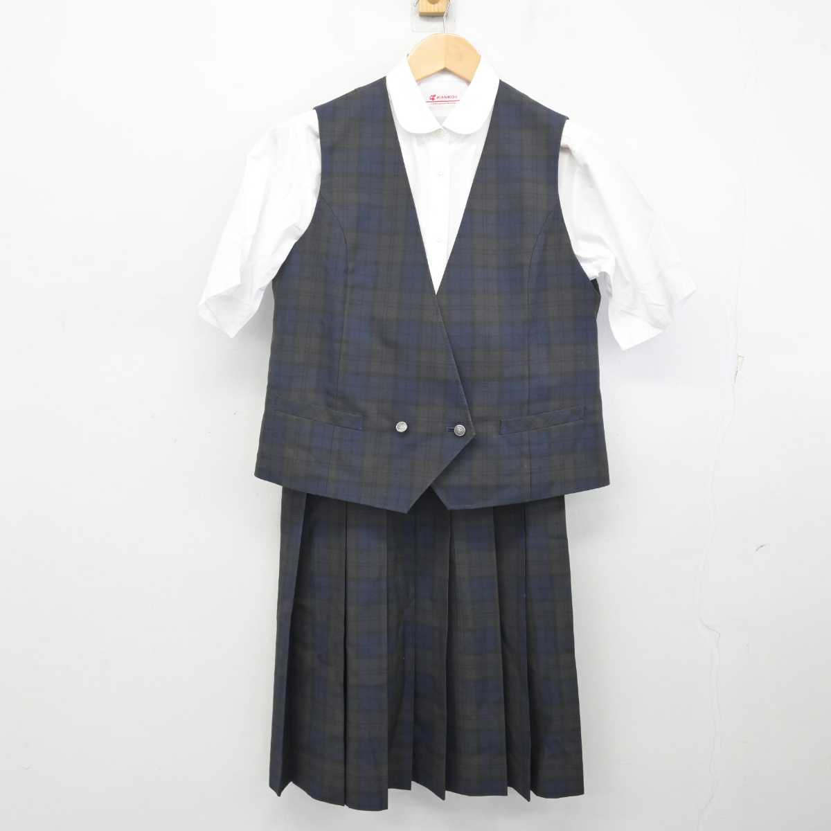 【中古】千葉県 四街道北中学校 女子制服 3点 (ベスト・シャツ・スカート) sf072209