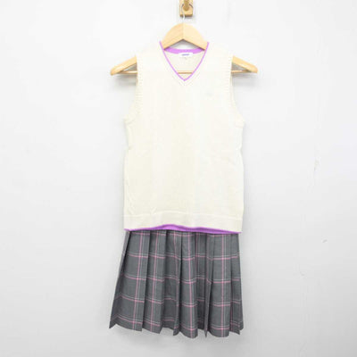 【中古】大阪府 香ヶ丘リベルテ高等学校 女子制服 3点 (ニットベスト・スカート) sf072395